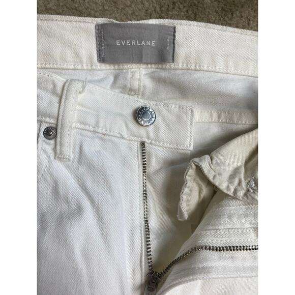EVERLANE JEANS 25 BONE WHITE HIGH RISE RELAXED ANKLE SLIM SKINNY PREPPY CASUAL - Picture 4 of 7